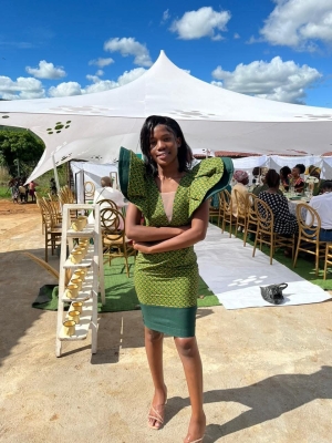 Shweshwe emerald dress